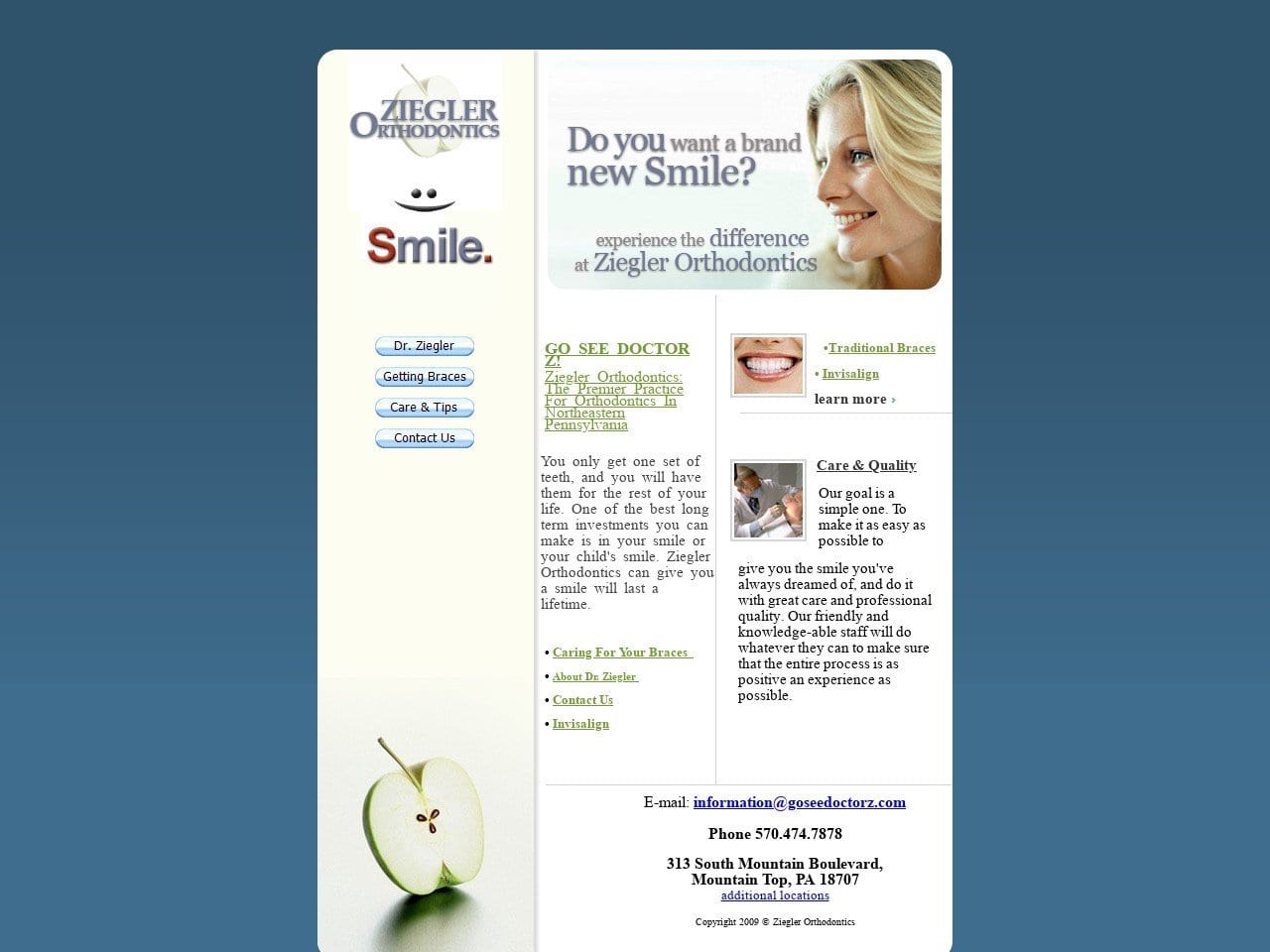 Ziegler Orthodontics Website Screenshot from goseedoctorz.com