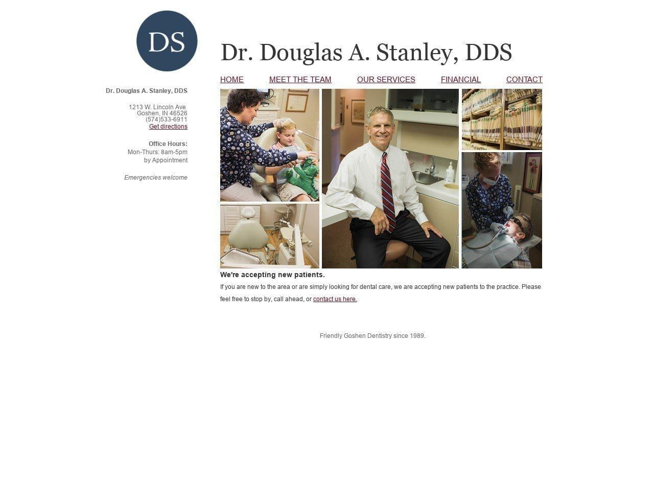 Douglas A. Stanley DDS Website Screenshot from goshendentist.com
