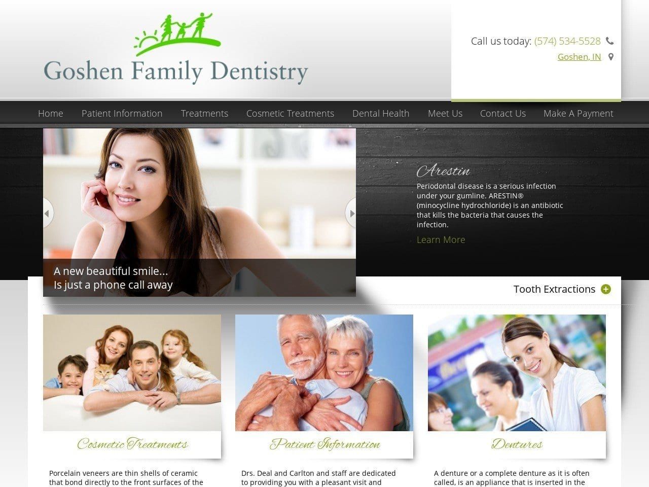 Goshen Family Dentistry Website Screenshot from goshenfamilydentistry.com