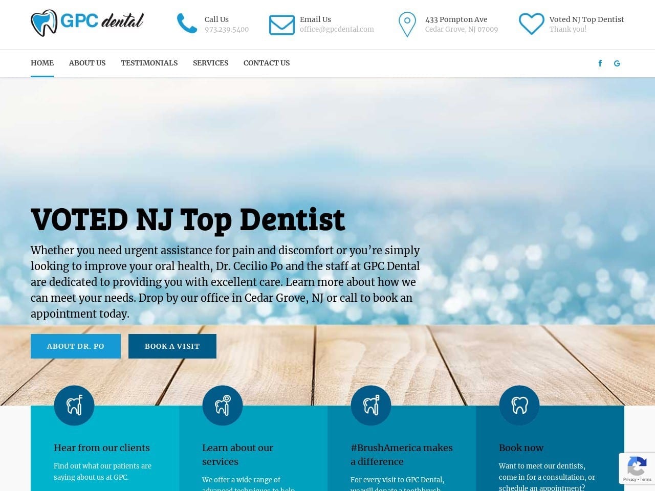 Dr. Cecilio Po Dentist Website Screenshot from gpcdental.com