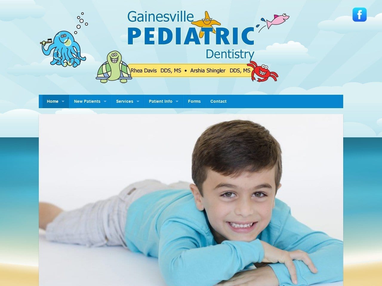 Gainesville Pediatric Dentist Website Screenshot from gpdsmile.com