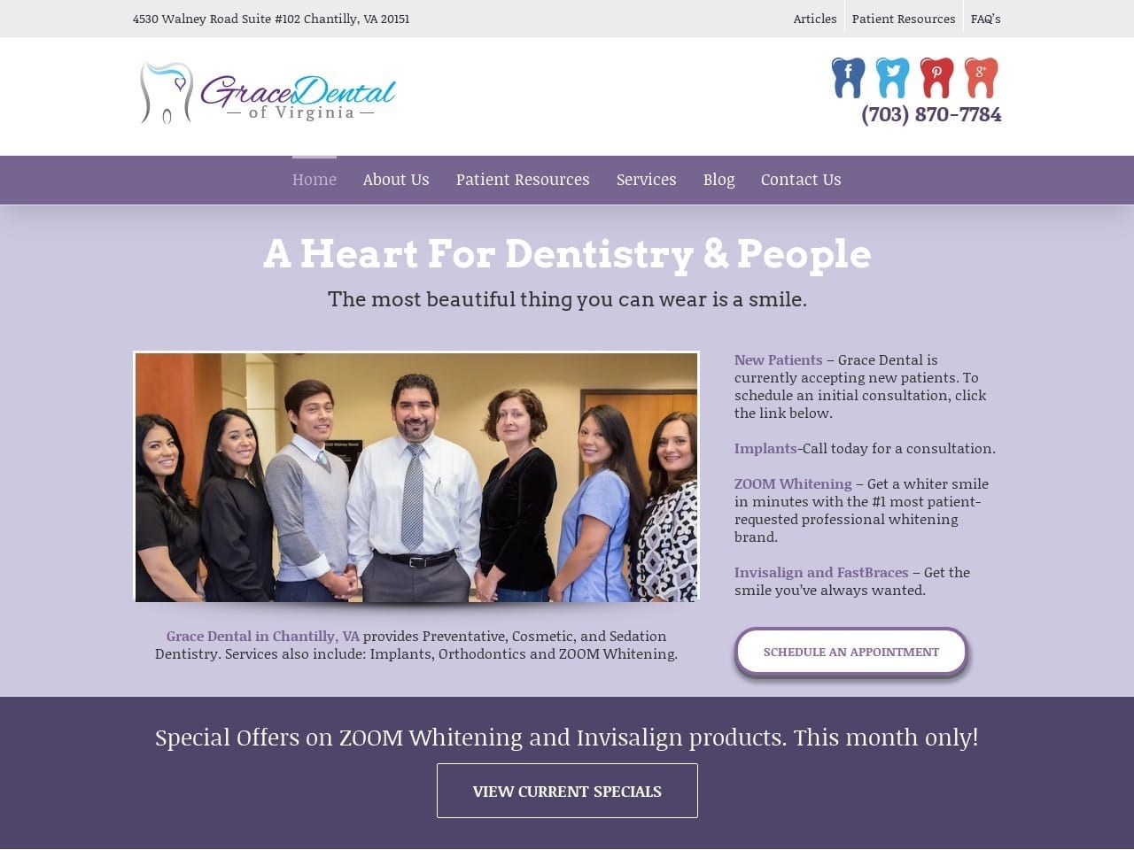 Grace Dental of Virginia Website Screenshot from gracedentalofva.com