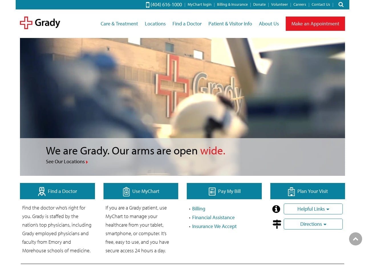 Grady Health System Website Screenshot from gradyhealth.org