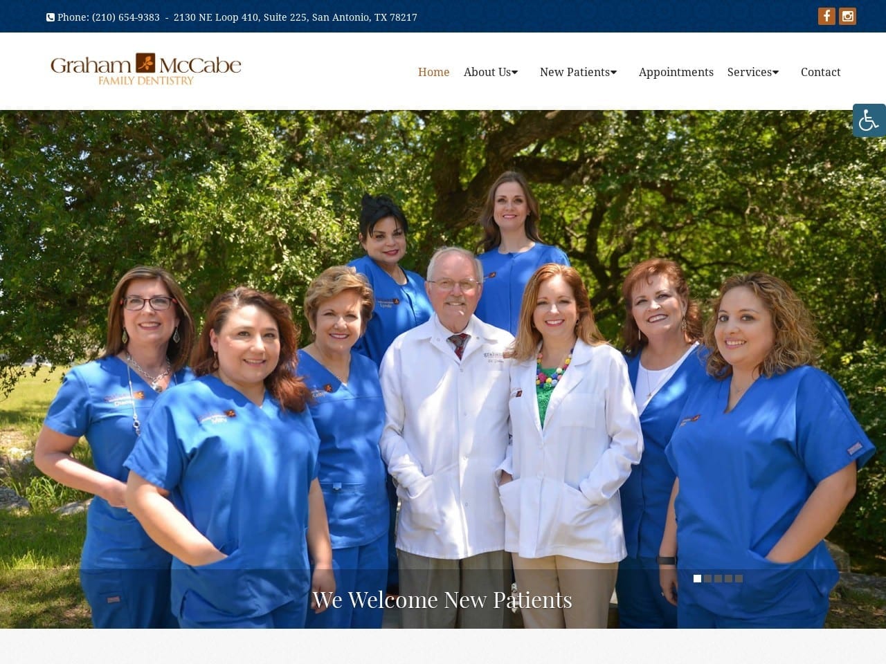 Graham Family Dentistry Website Screenshot from grahamfamilydentistrysa.com