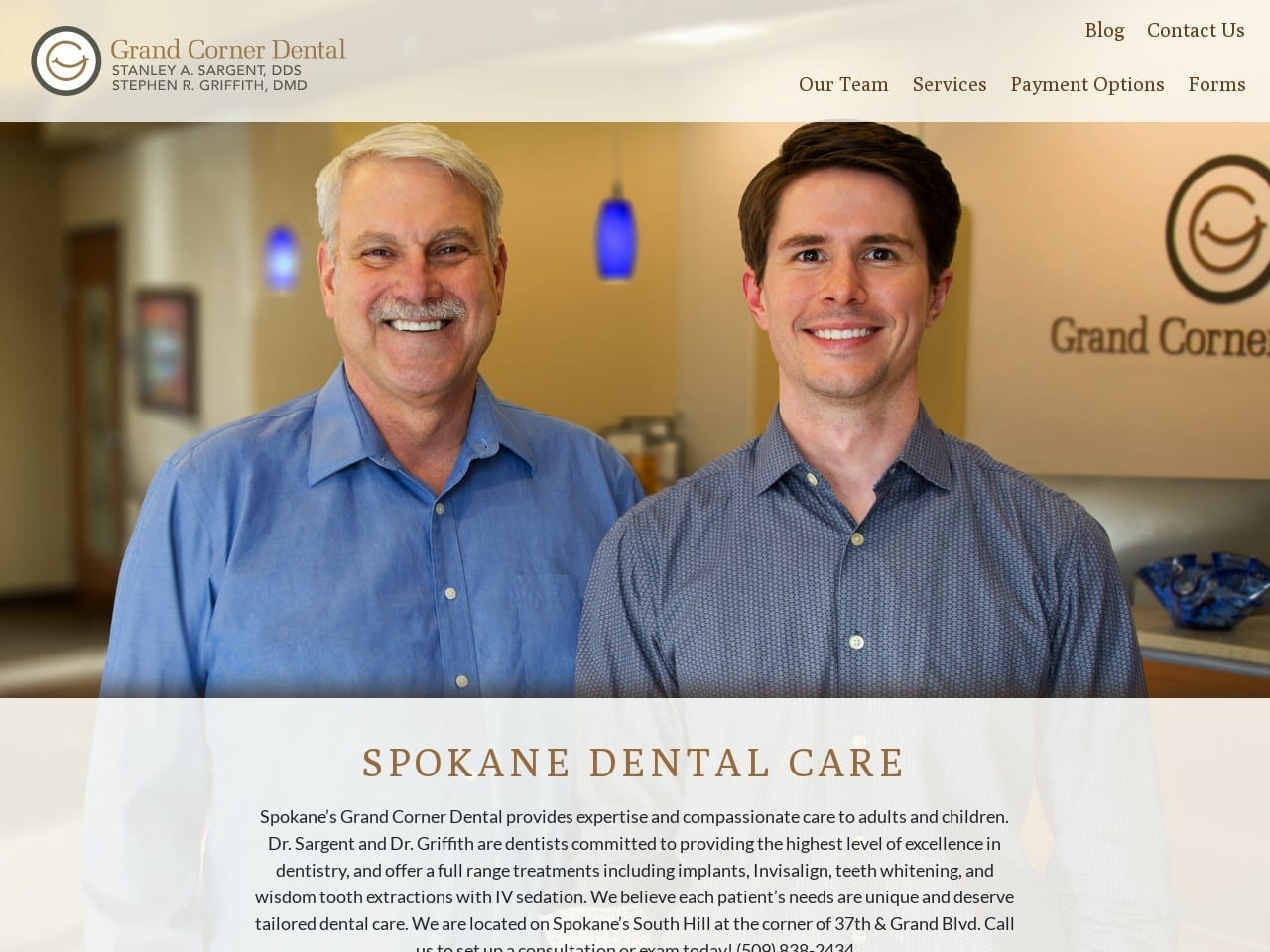 Grand Corner Dental Website Screenshot from grandcornerdental.com