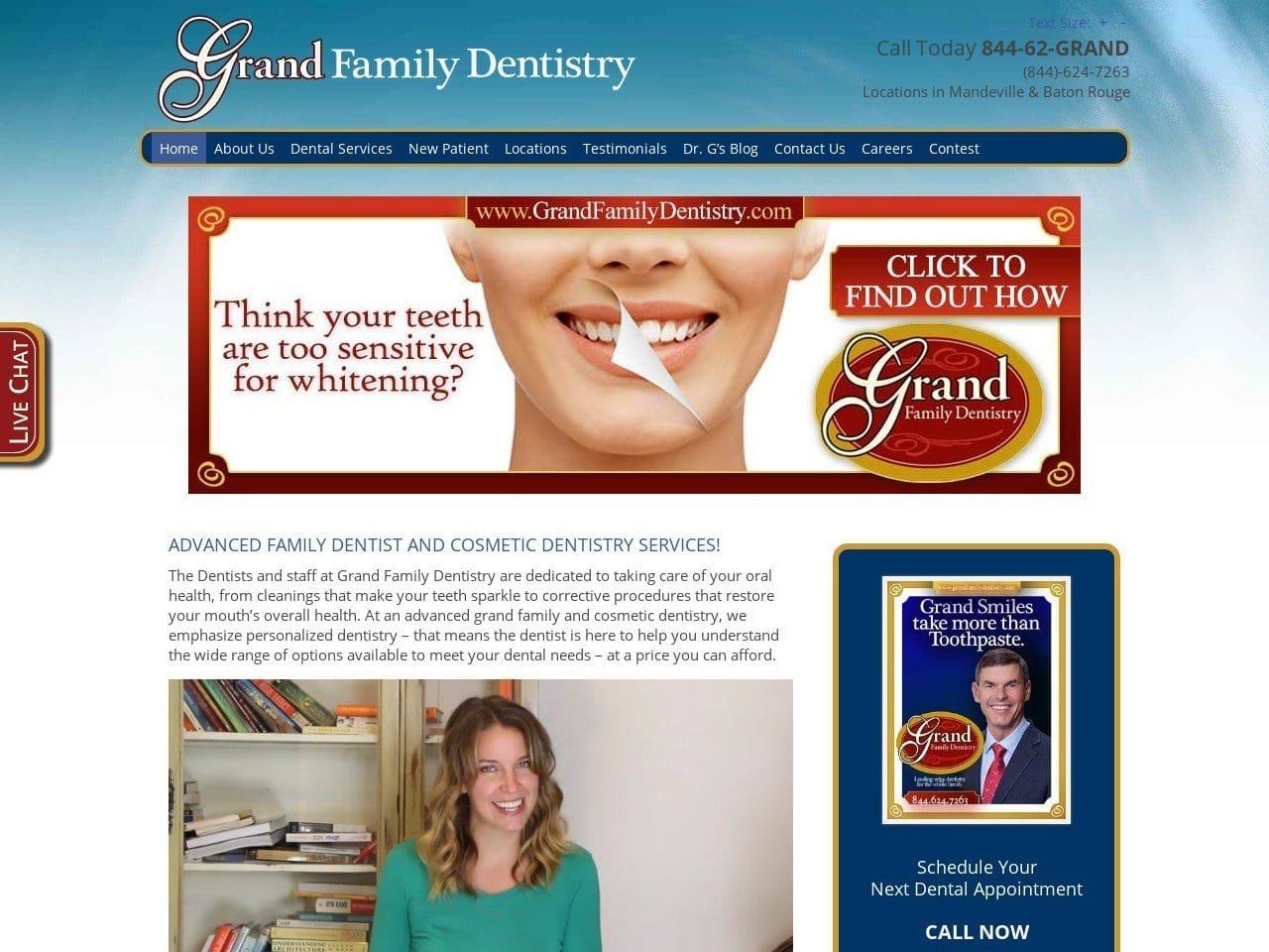 Grand Family Dentistry Website Screenshot from grandfamilydentistry.com