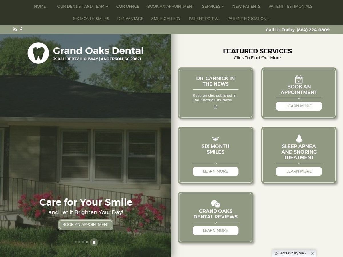 Grand Oaks Dental Website Screenshot from grandoaksdental.com