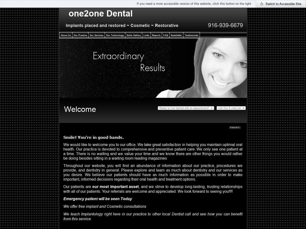 One 2 One Dental Website Screenshot from granitebaydentist.com