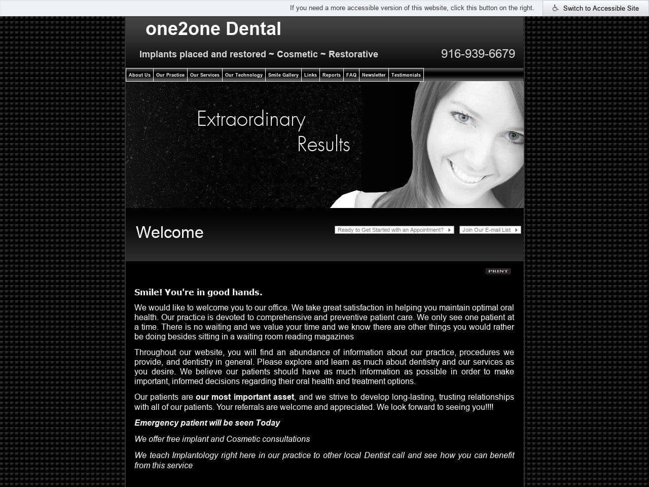 One 2 One Dental Website Screenshot from granitebaydentist.com