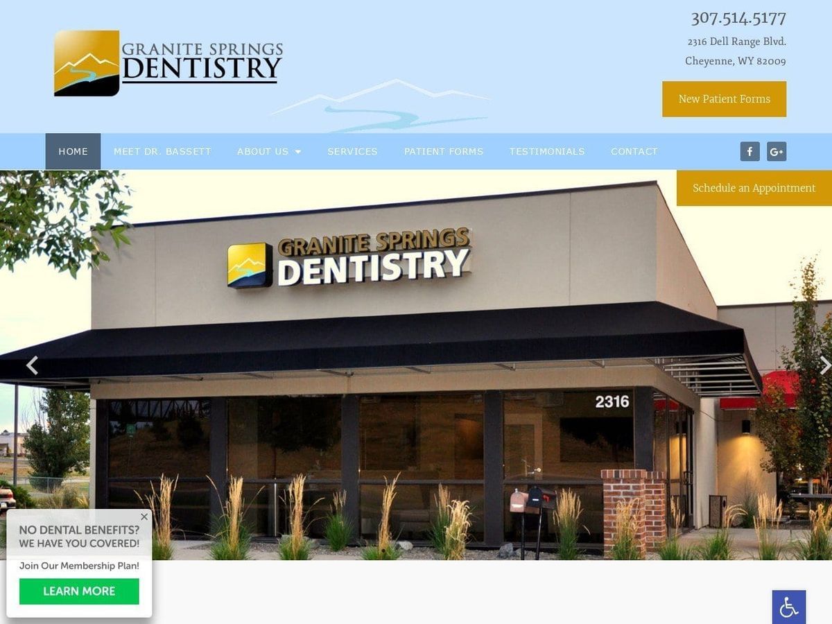Granite springs dentist website screenshot from granitespringsdentistry. Com