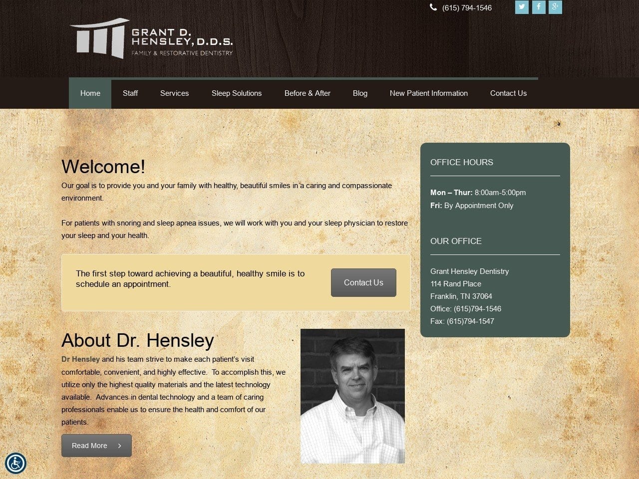 Hensley Grant D DDS Website Screenshot from granthensleydentistry.com