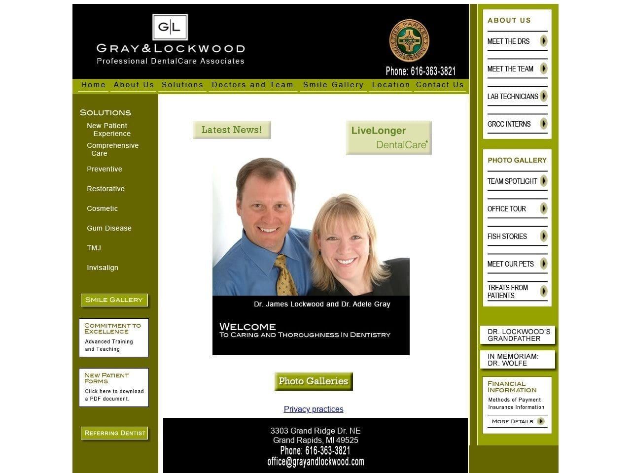 Professional Dental Care/Associates Website Screenshot from grayandlockwood.com