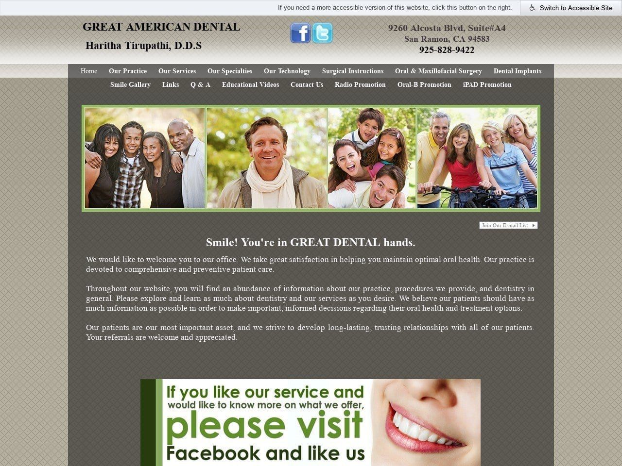 Great American Dental Website Screenshot from greatamericandental.com