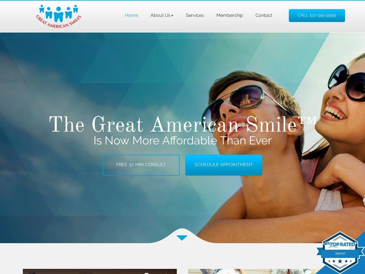 Great American Smiles Website Screenshot from greatamericansmiles.com