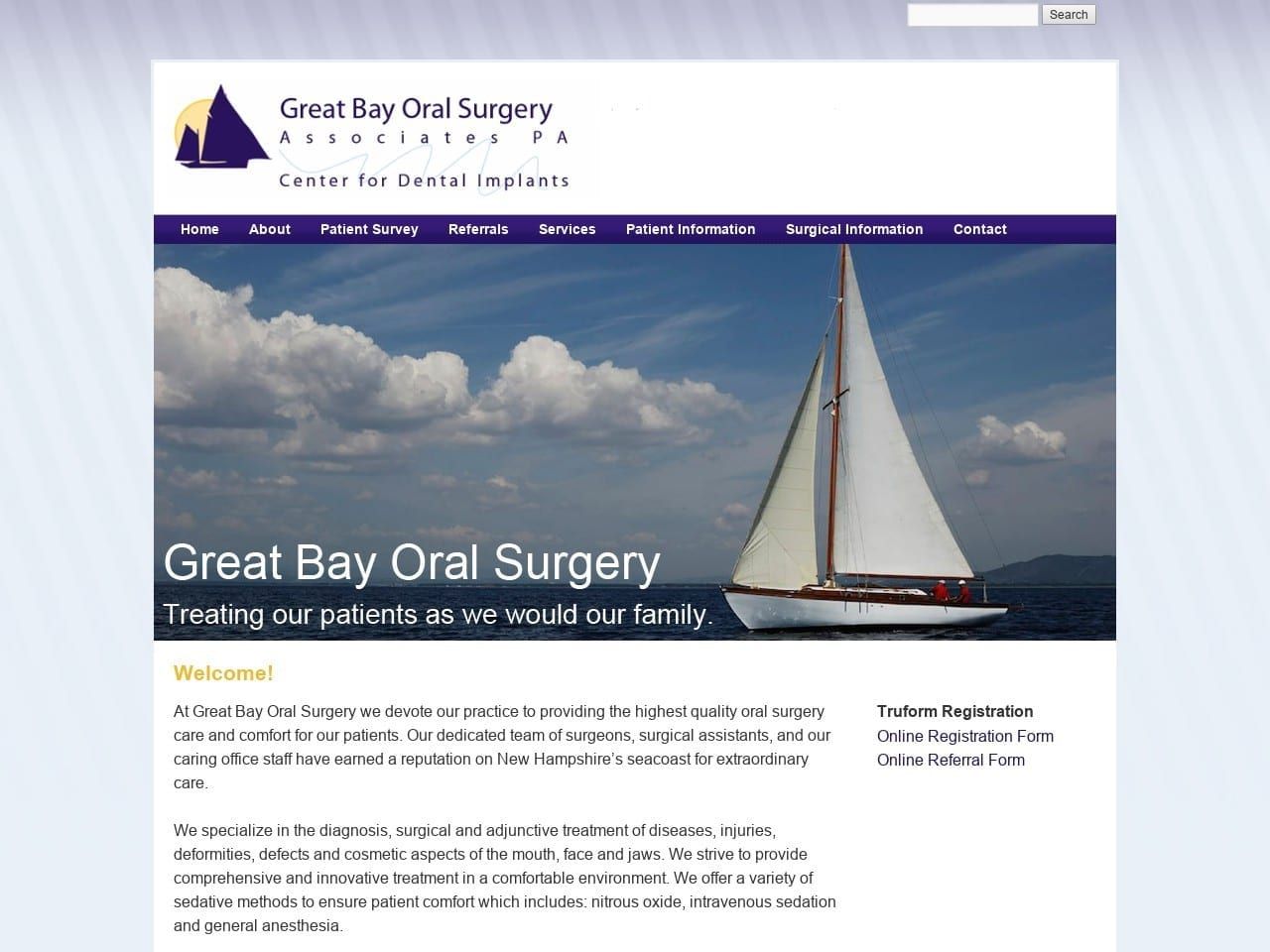 Great Bay Oral Surgery Website Screenshot from greatbayoralsurgery.com