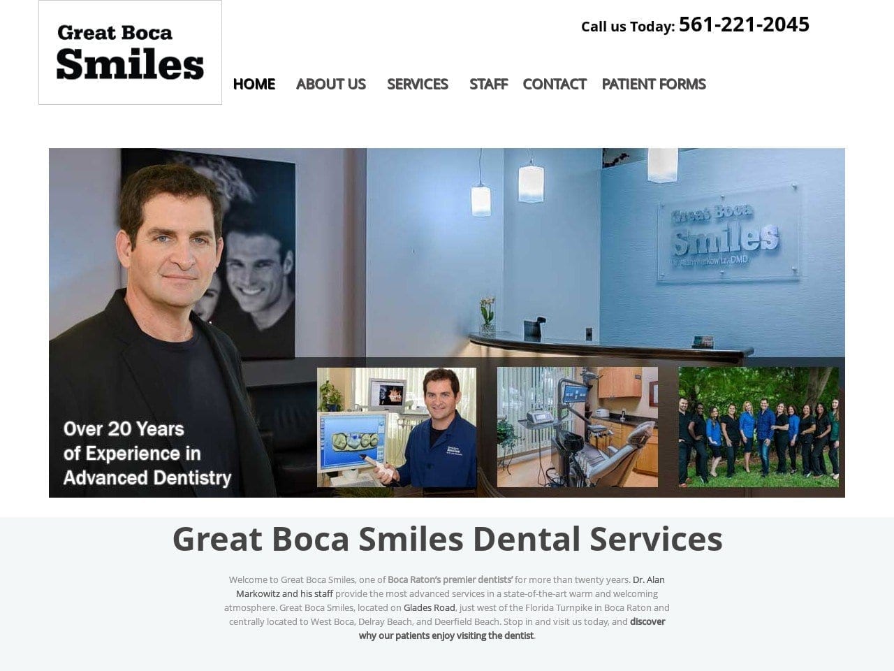 Great Boca Smiles Website Screenshot from greatbocasmiles.com