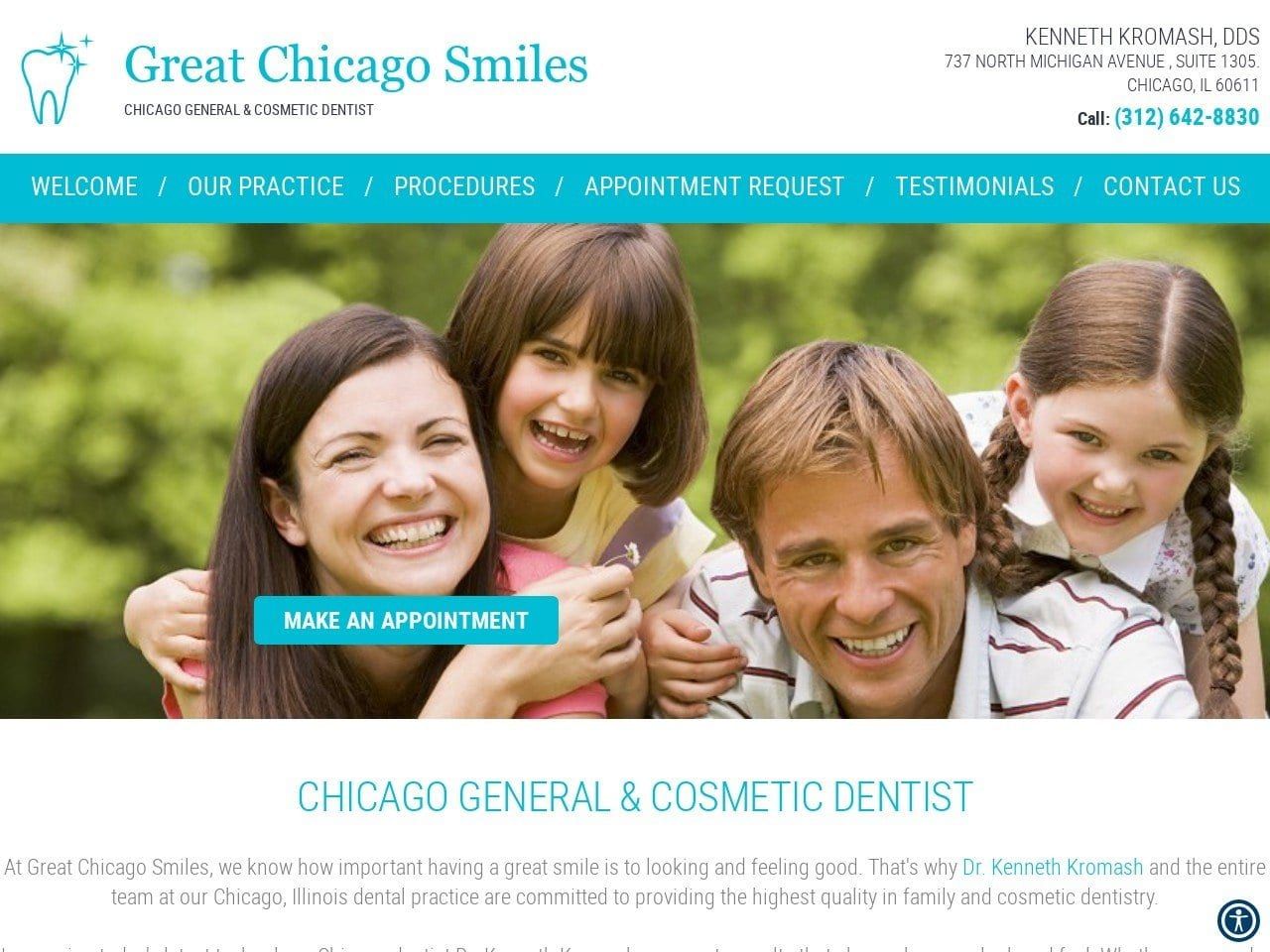 Great Chicago Smiles Website Screenshot from greatchicagosmiles.com