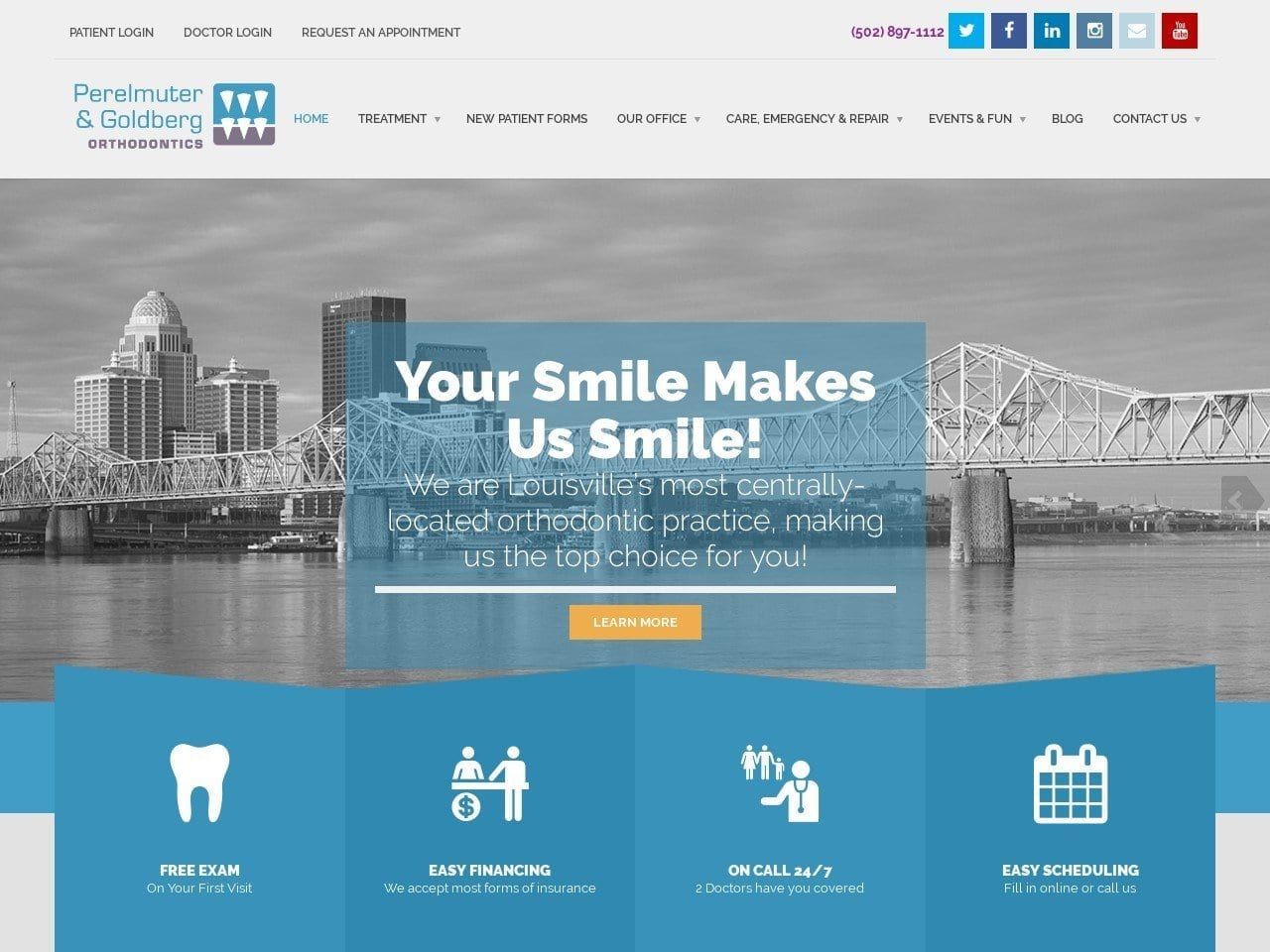 Perelmuter Dentist Website Screenshot from greatersmiles.com