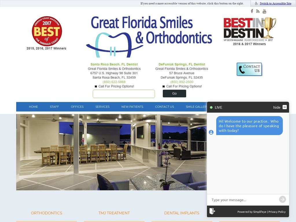 O Dentist Website Screenshot from greatfloridasmiles.com