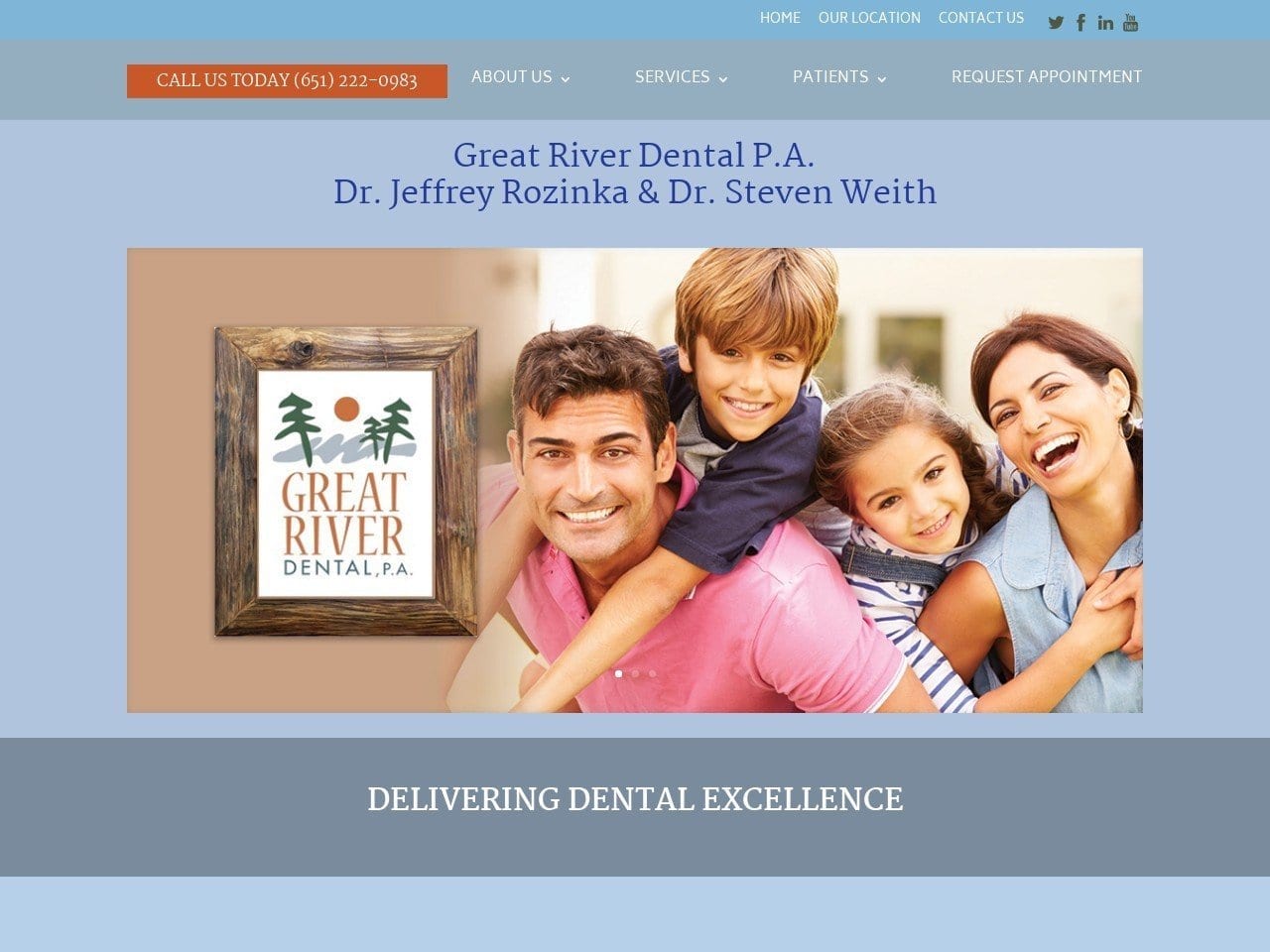 Greatriver Dental Website Screenshot from greatriverdental.com