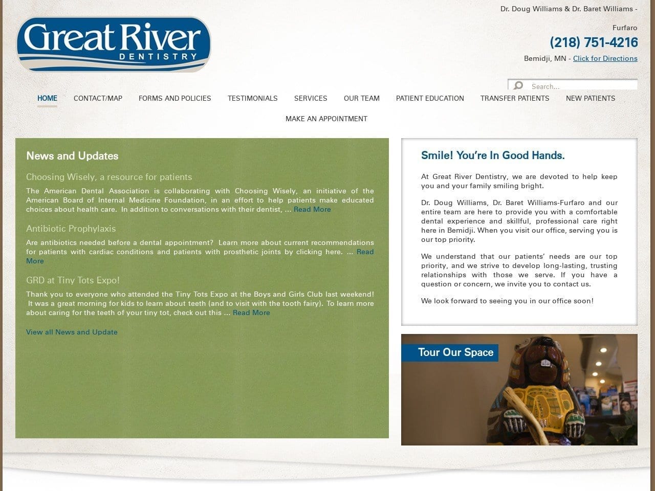 Greatriver Dentistry Website Screenshot from greatriverdentistry.net