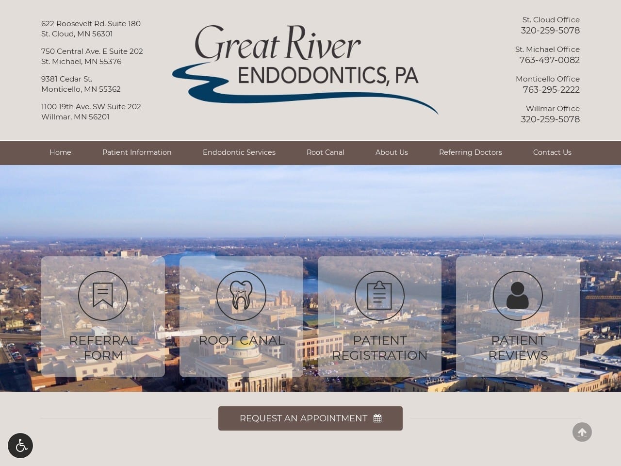 Great River Endodontics Website Screenshot from greatriverendo.com