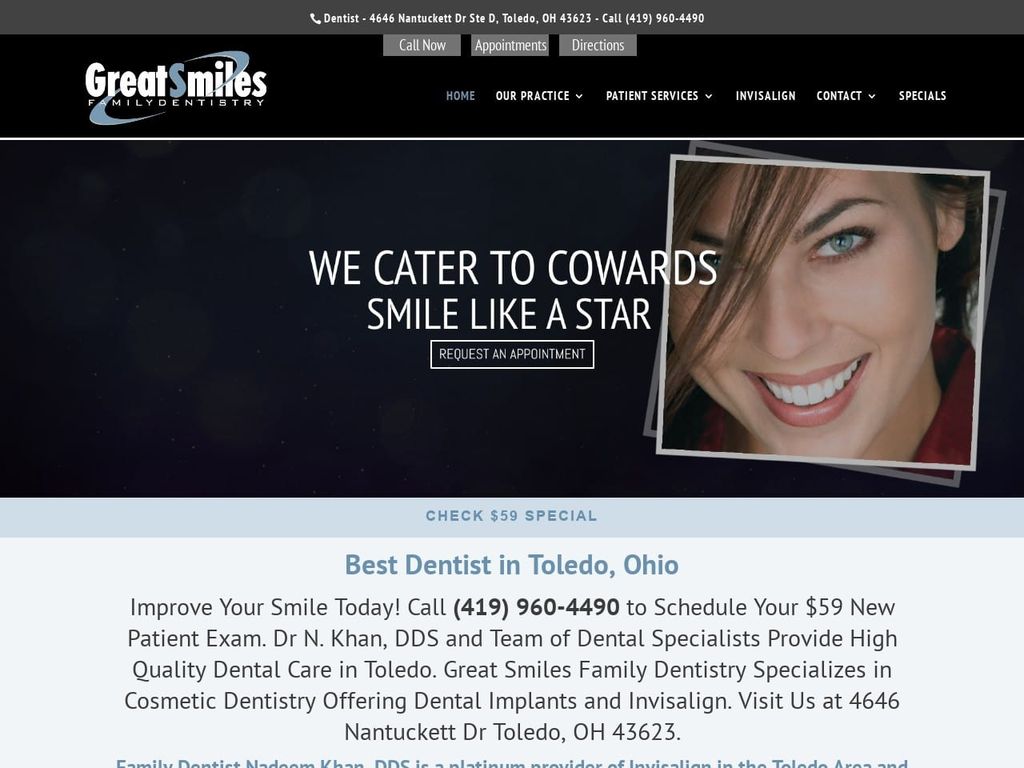 Great Smiles Family Dentistry Website Screenshot from greatsmilesfamilydentistry.com