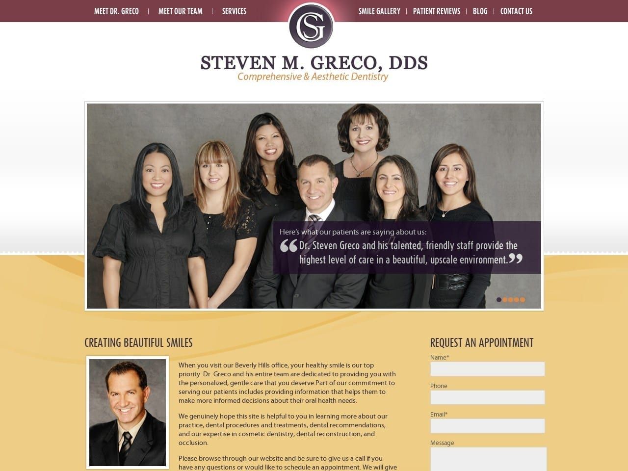 Steven M. Greco DDS Inc. Website Screenshot from grecodds.com