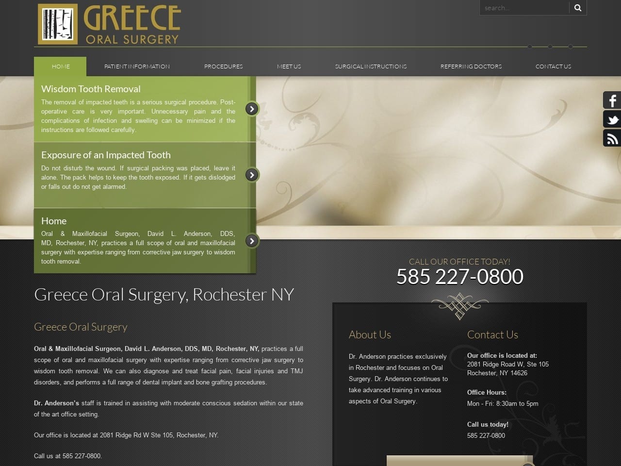 Greece Oral Surgery Website Screenshot from greeceoralsurgery.com