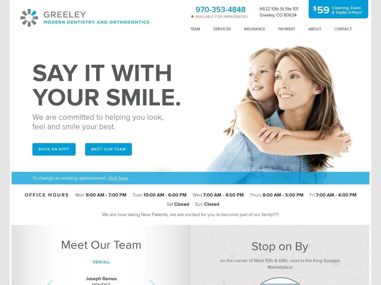 Greeley Modern Dentist Website Screenshot from greeleymoderndentistry.com