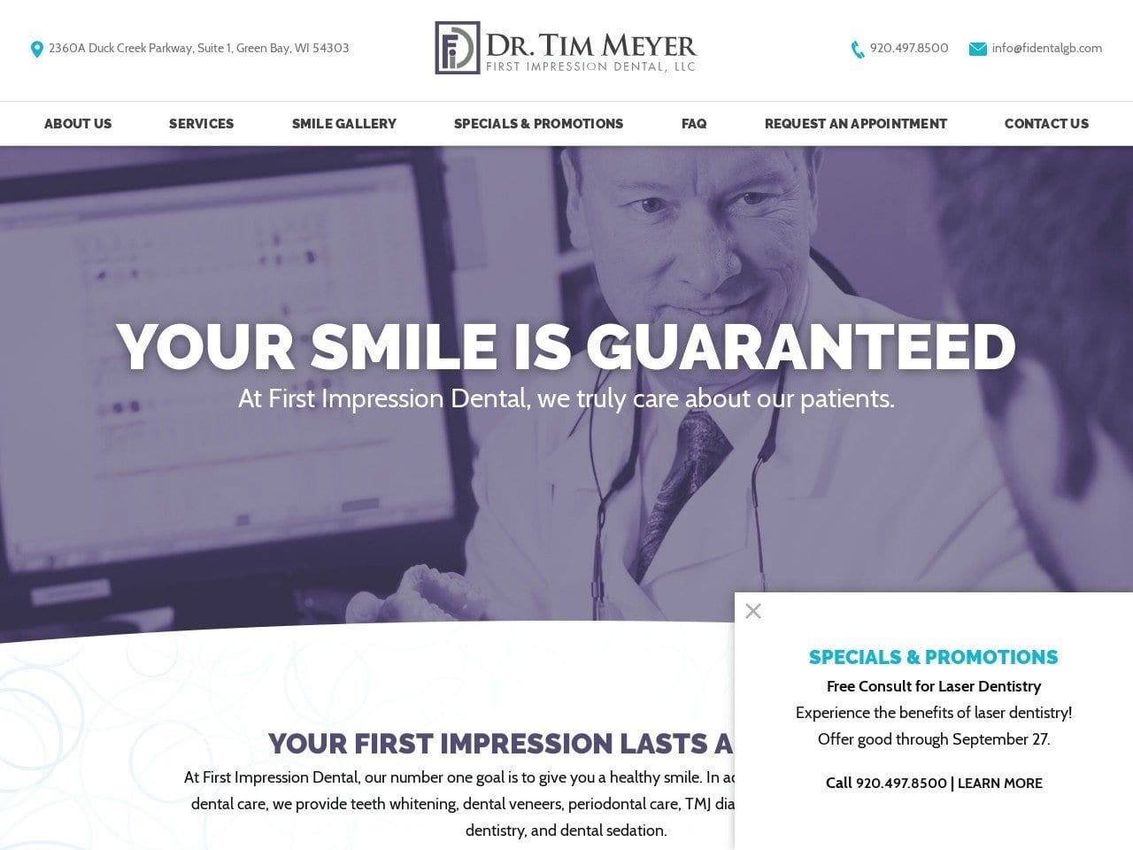 First Impression Dental Website Screenshot from greenbay-familydentist.com