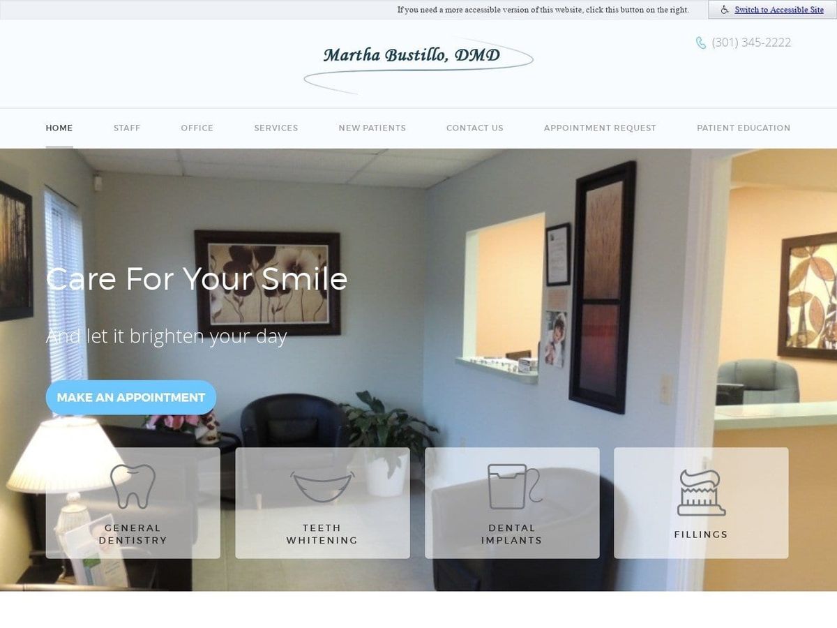 Bustillo Martha DDS Website Screenshot from greenbeltsmiles.com