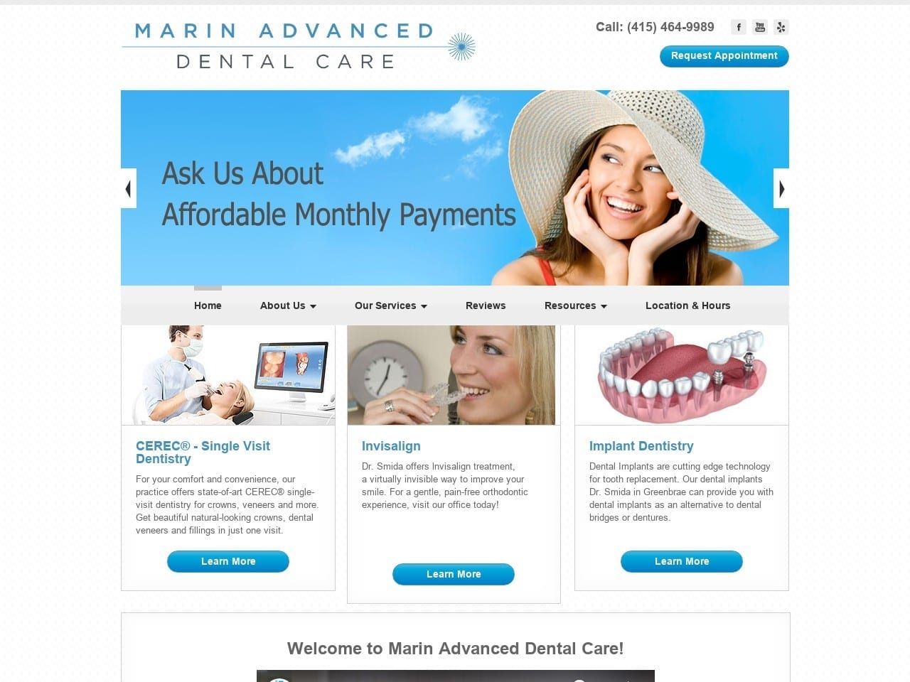 Greenbrae Dental Care Website Screenshot from greenbraedentalcare.com