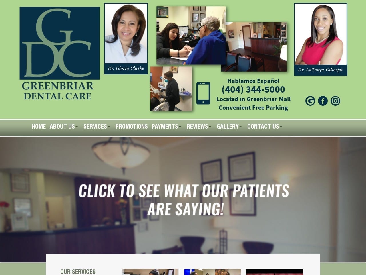 Greenbriar Dental Care Website Screenshot from greenbriardentalcare.com