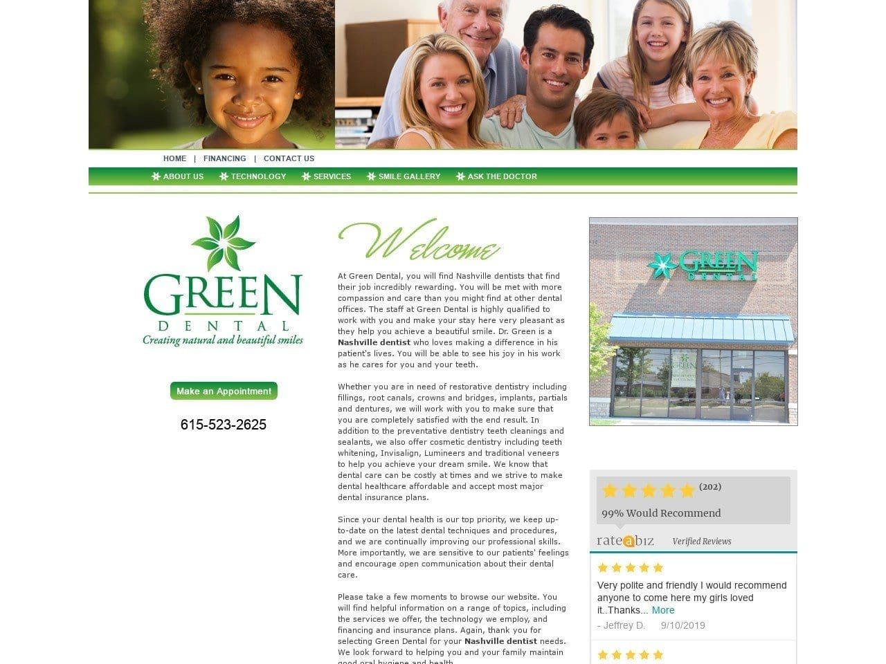 Green Dental Website Screenshot from greendentalnashville.com