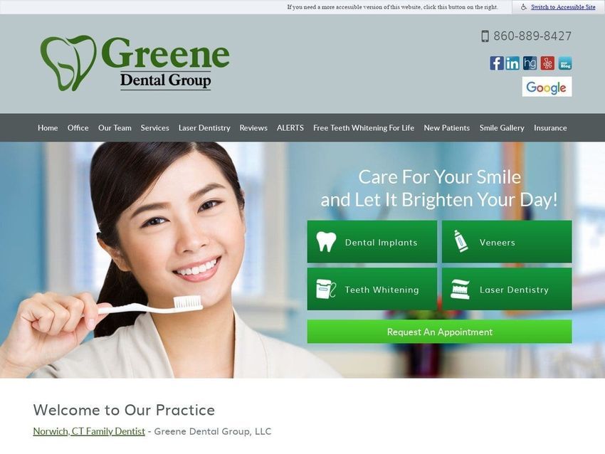 Dr. Jonathan E. Greene DDS Website Screenshot from greenedentalgroup.com
