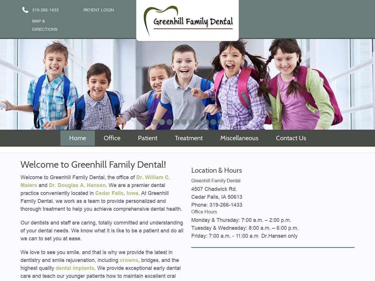 Green Hill Family Dental Website Screenshot from greenhillfamilydental.com