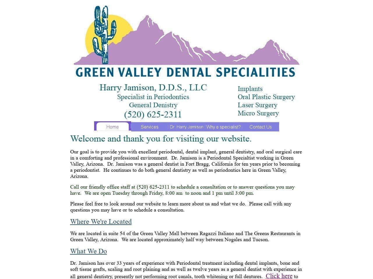 Green Valley Dental Spec Website Screenshot from greenvalleydentalspecialties.com