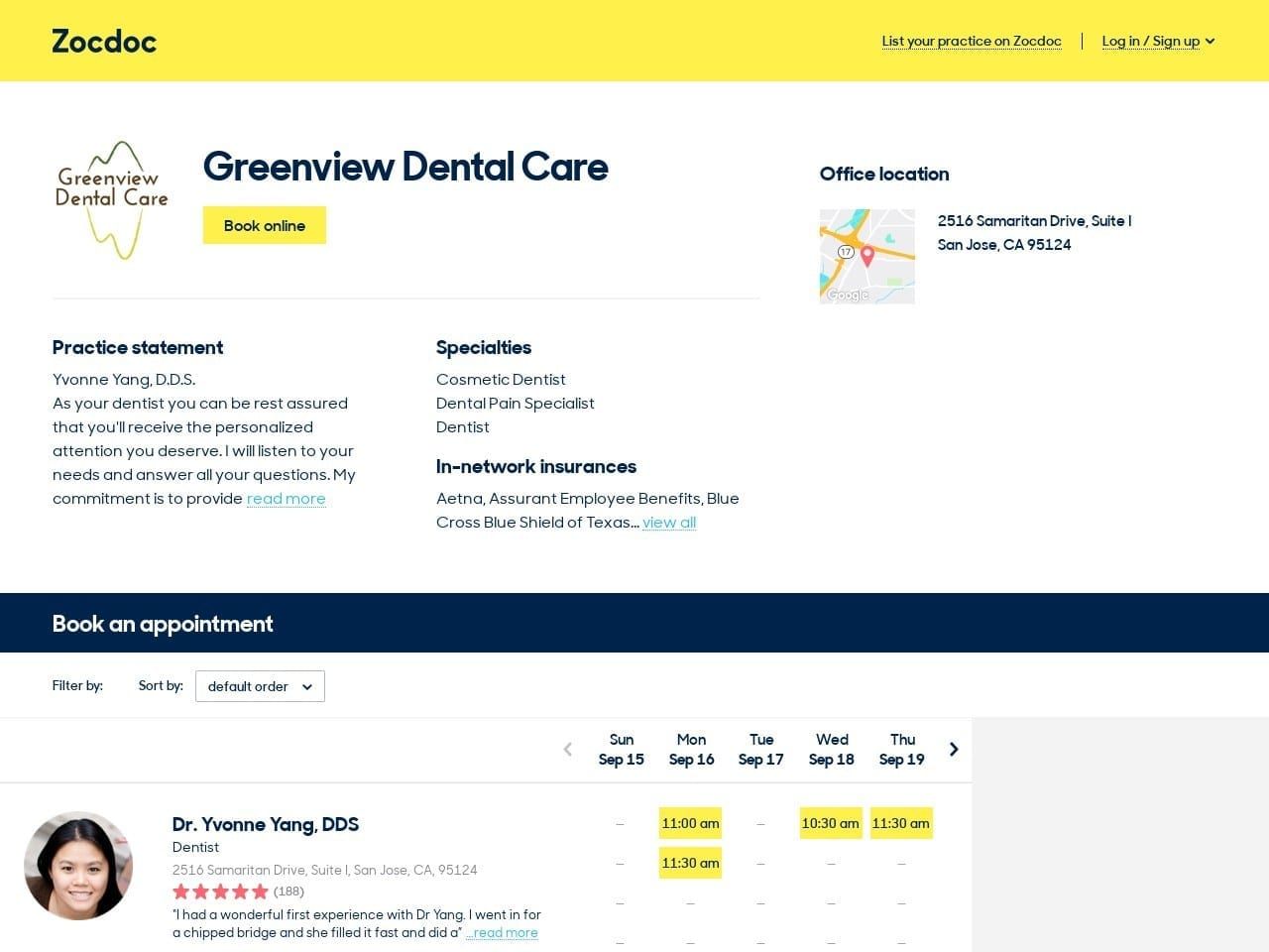 Greenview Dental Care Website Screenshot from greenviewdentalcare.com