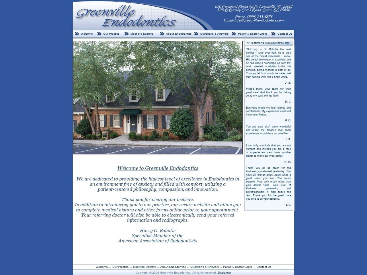 Greenville Endodontic Associates Website Screenshot from greenvilleendodontics.com