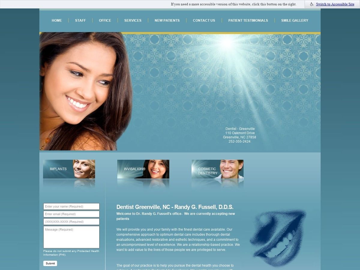 Lee Fussell Humphreys Website Screenshot from greenvillencdentist.com