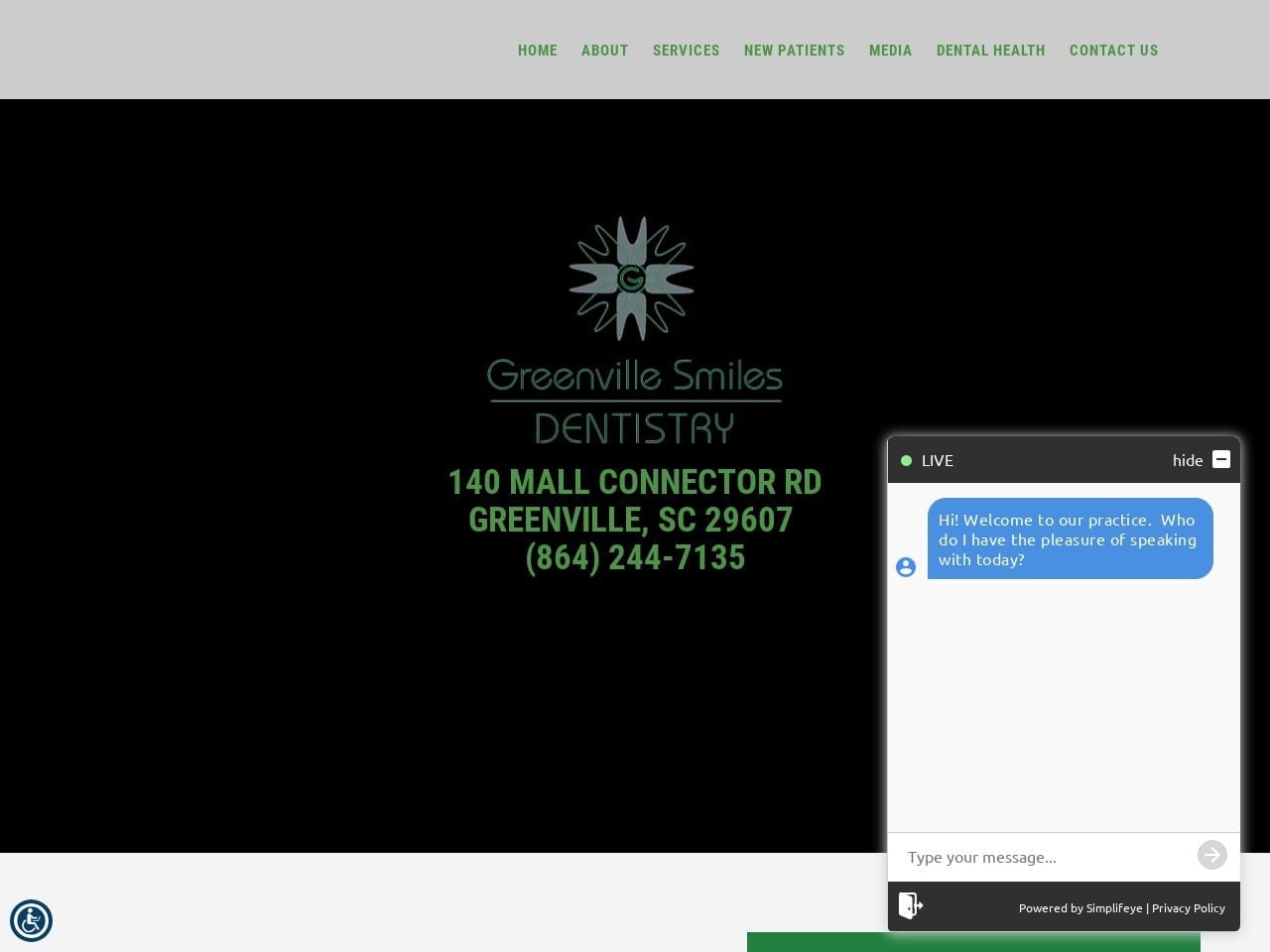 Greenville Smiles Website Screenshot from greenvillesmiles.net