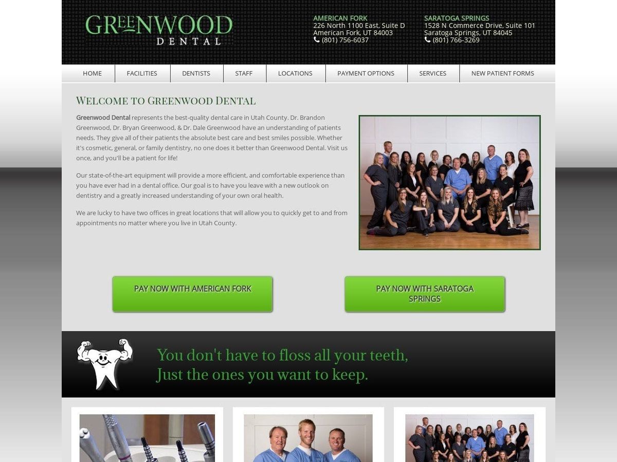 Greenwood Dental Associates Website Screenshot from greenwooddental.com