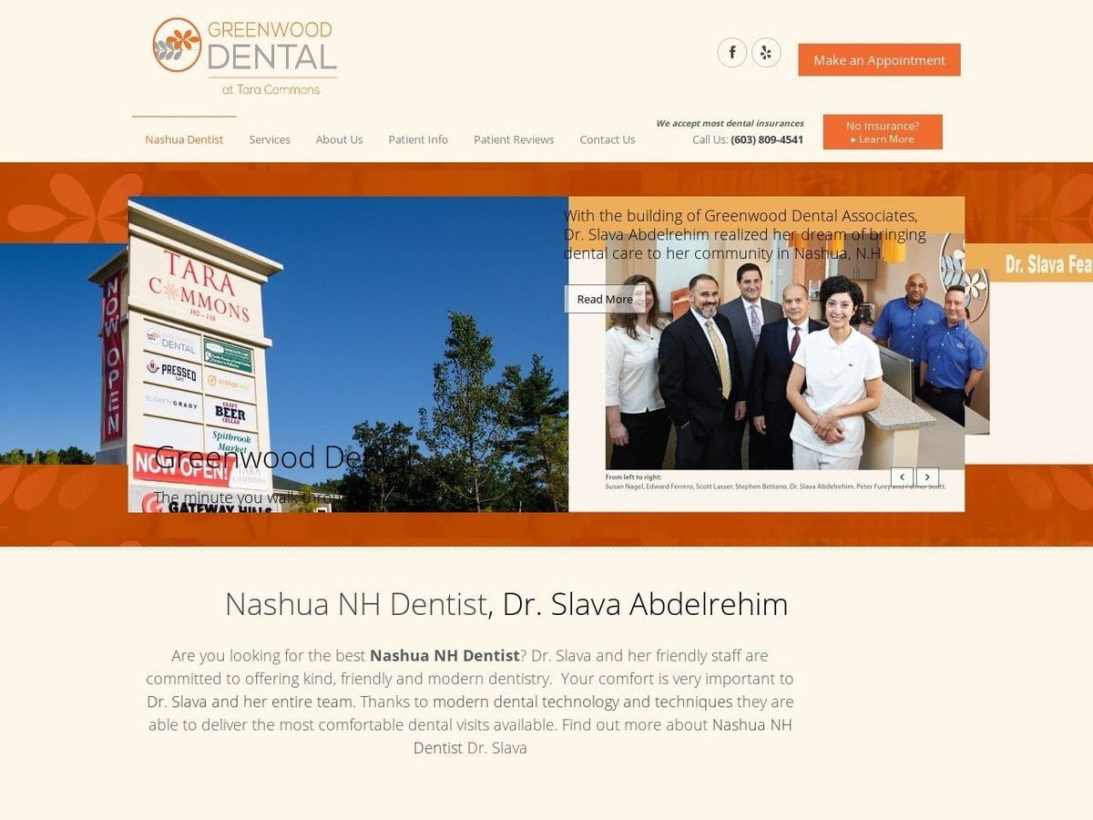 Greenwood Dental Website Screenshot from greenwooddentalnh.com