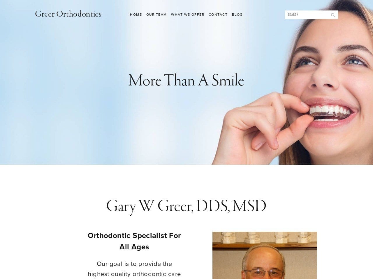 Gary W Greer DDS MSD Website Screenshot from greerortho.net