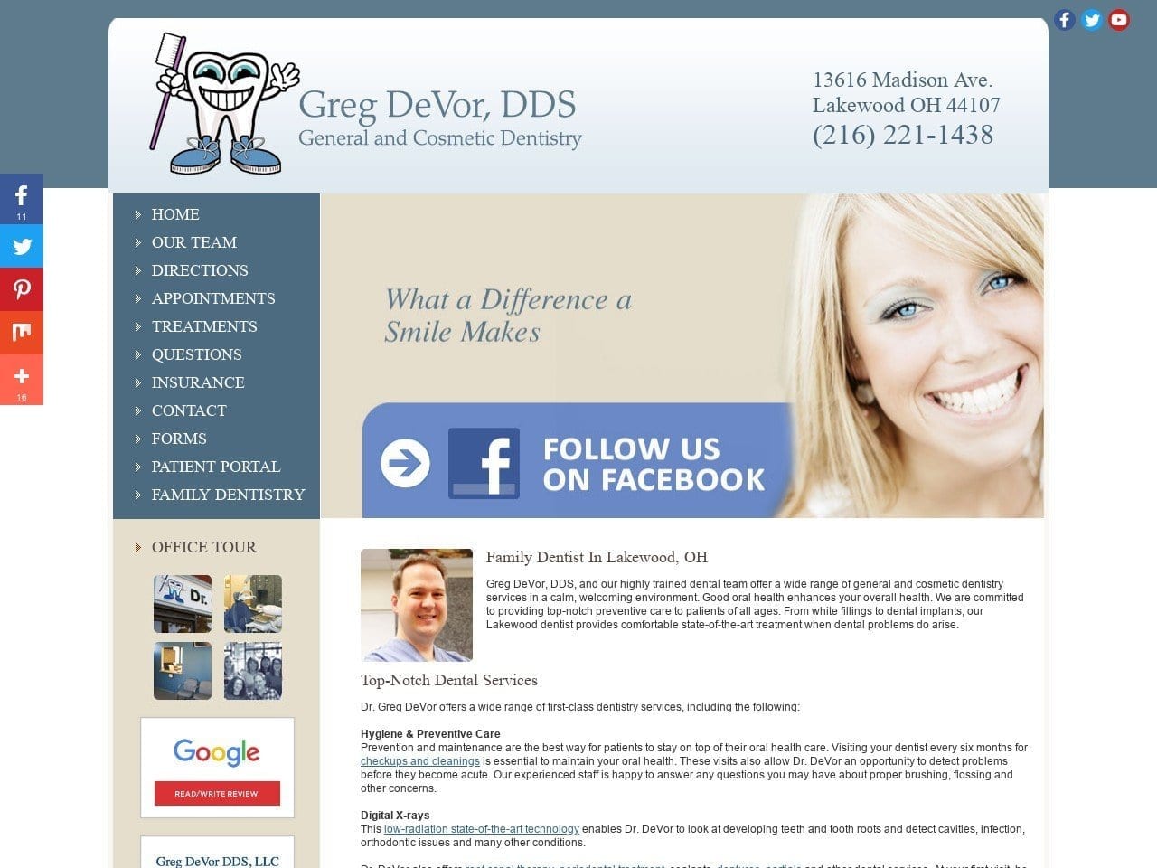 Dr. Gregory P. Devor DDS Website Screenshot from gregdevordds.com