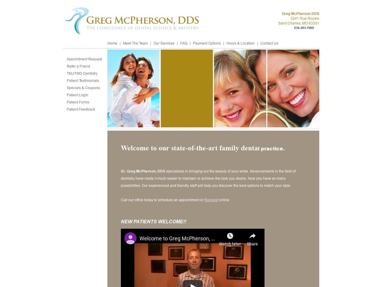 Greg McPherson DDS Website Screenshot from gregmcphersondds.com