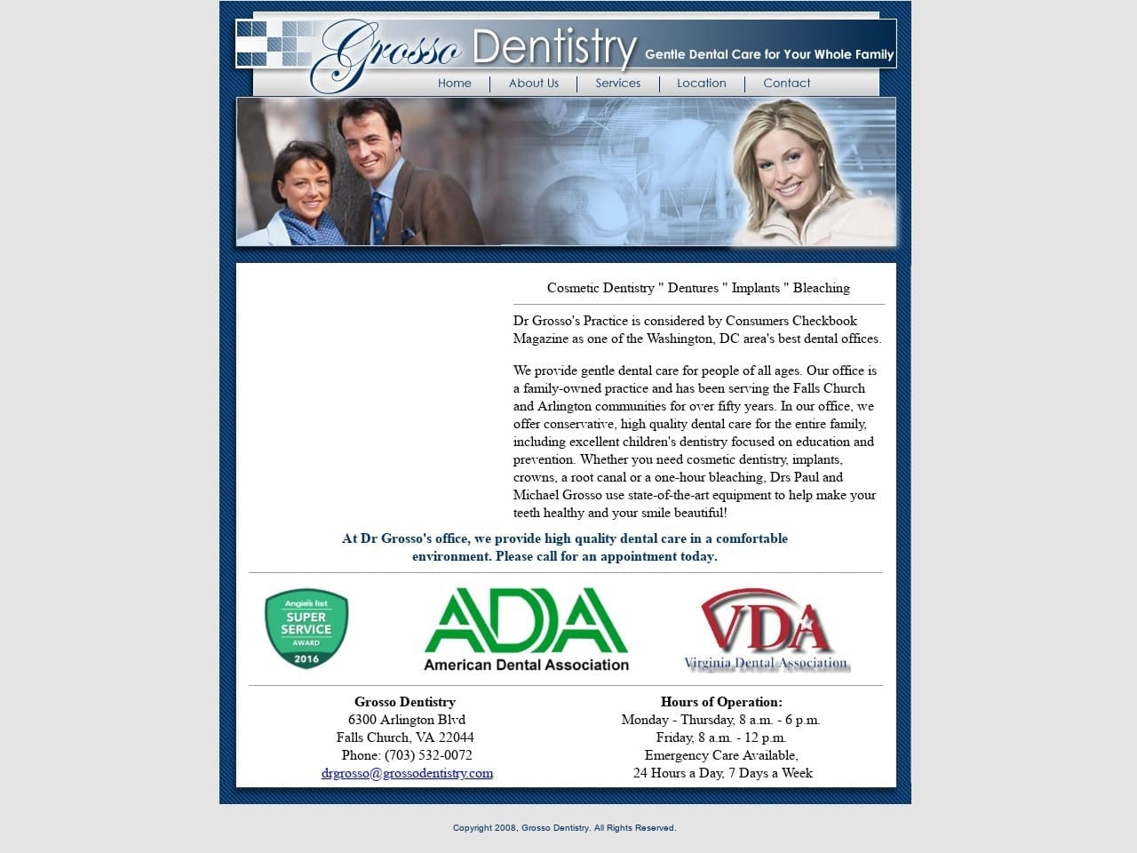 Dr. Frank P. Grosso DDS Website Screenshot from grossodentistry.com