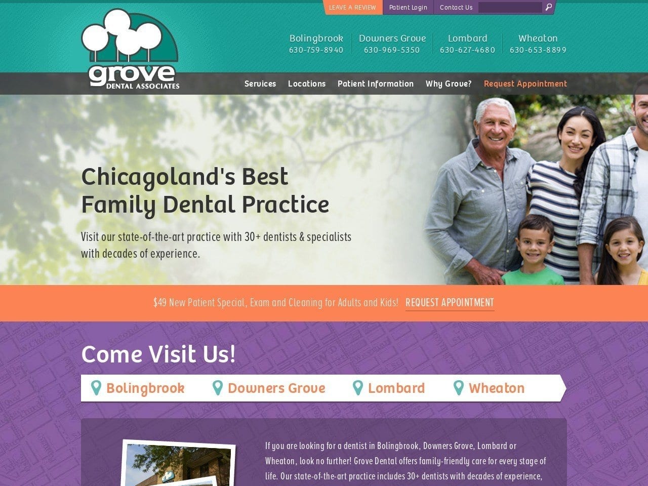 Grove Dental Associates Website Screenshot from grovedental.com