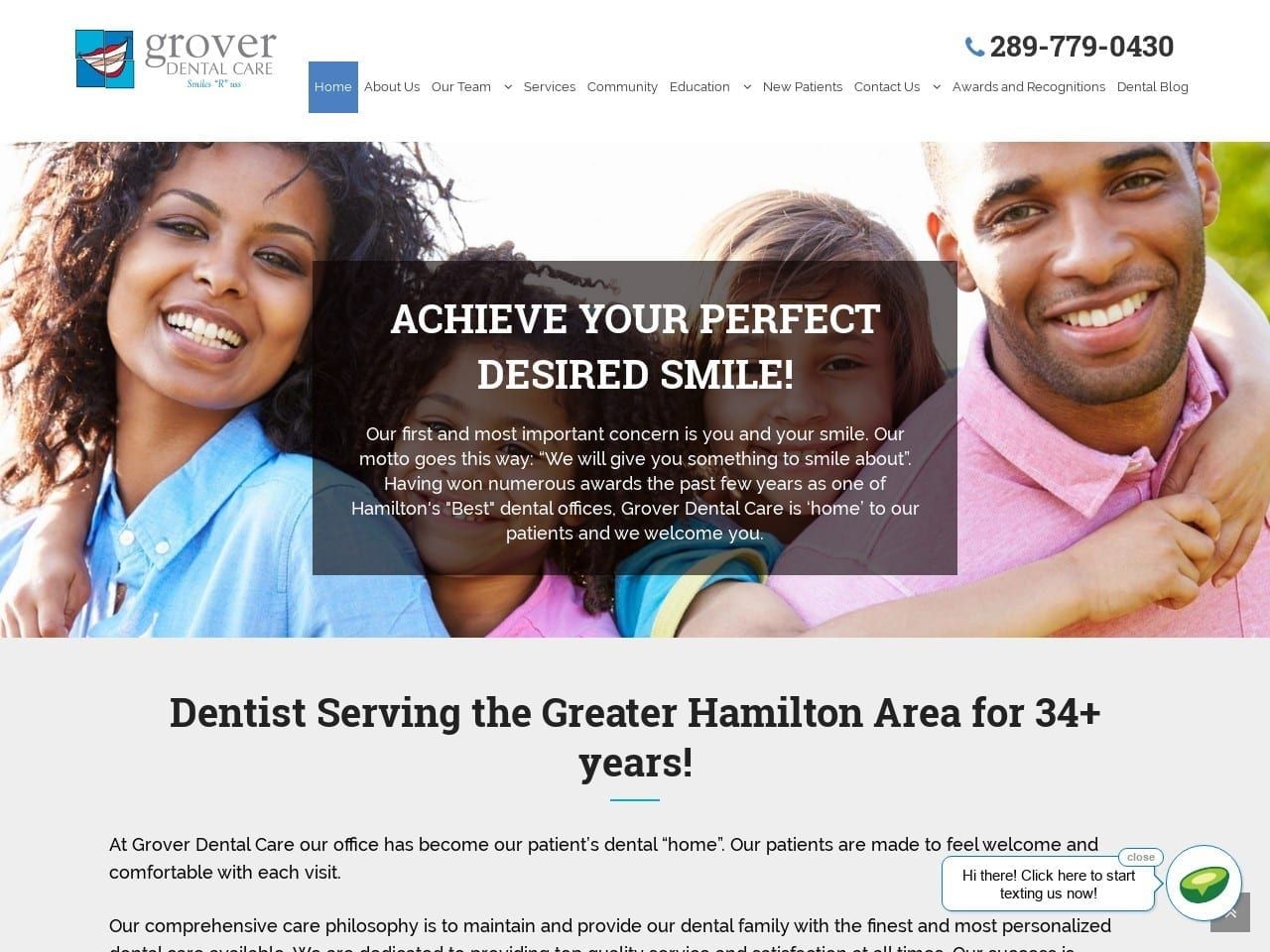 Grover Dental Care Website Screenshot from groverdentalcare.com